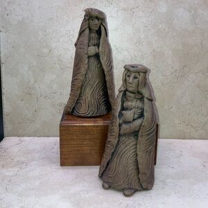 Hand Made Clay Nativity Sculptures Set Of 2